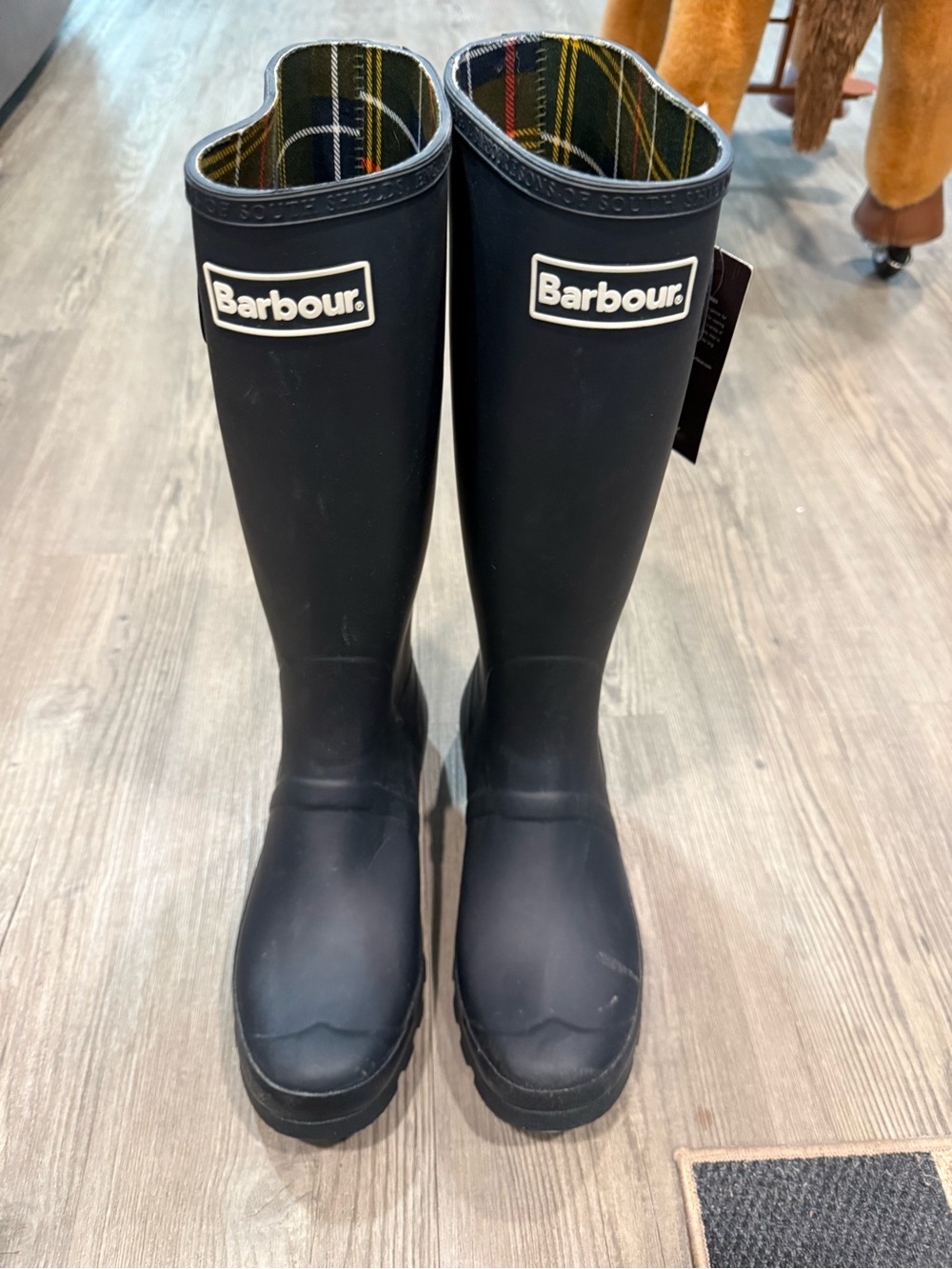 Barbour darker navy Tall Rubber Boots with Logo